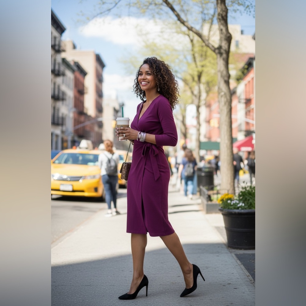 Boston Proper Deep Purple Long Sleeve Dress